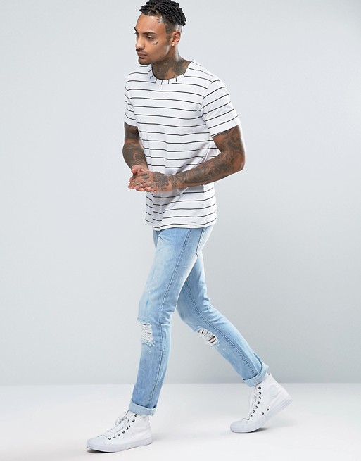 Blusa listrada 2024 com calça jeans